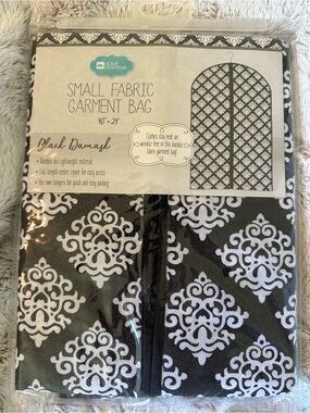 NWT Home Collections Small Fabric Garment Bag 40"x24" Black Damask